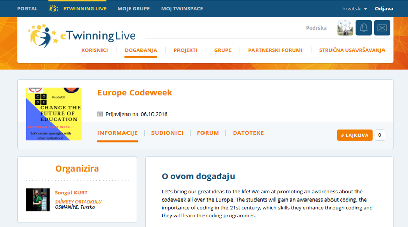 Europe Code Week - Europski tjedan programiranja - Scratch - eTwinning