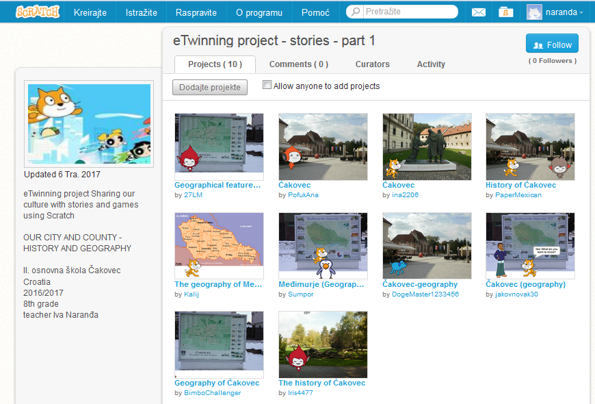 eTwinning project Sharing our culture with stories and games using Scratch