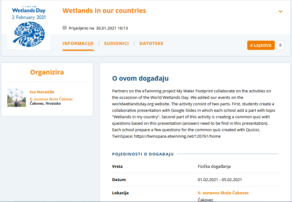 eTwinning Live Event Wetlands in our countries