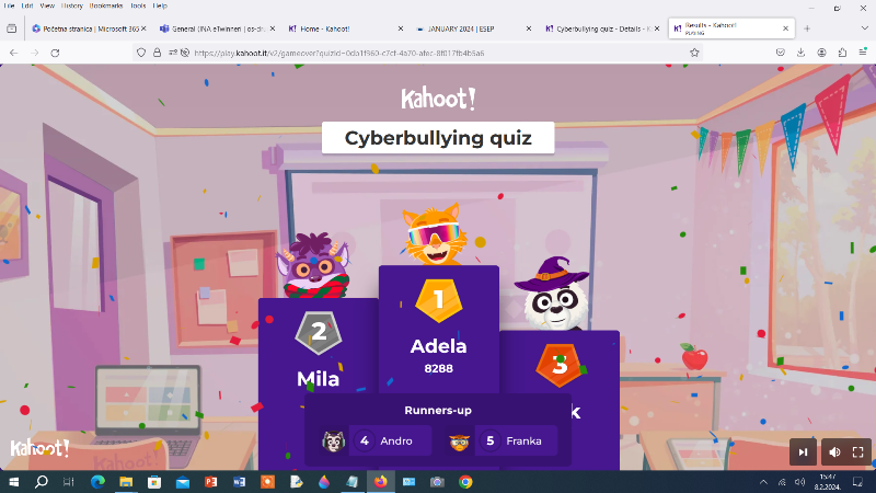 Safer Internet Day - Kahoot Cyberbullying Quiz - eTwinning
